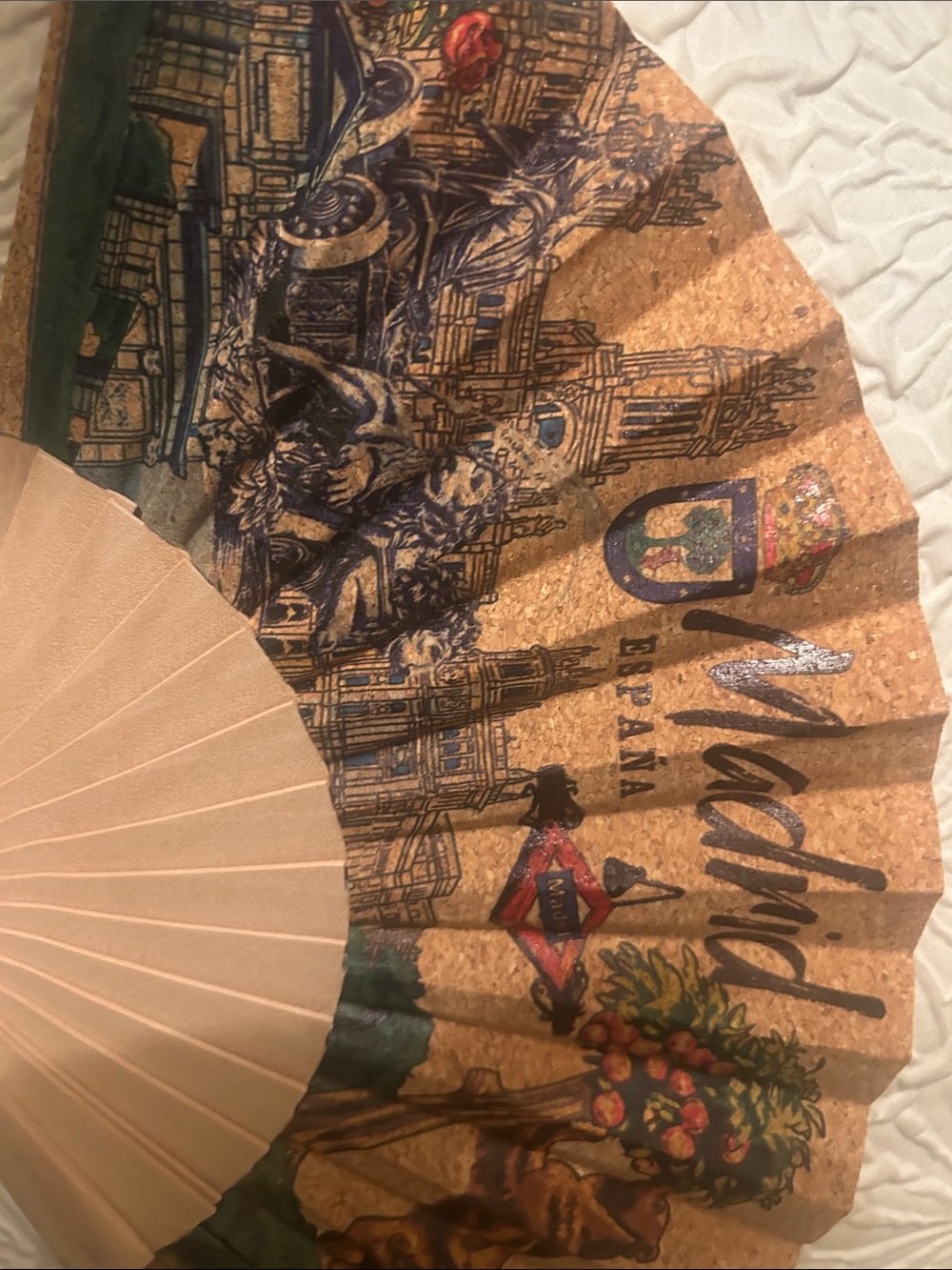 Madrid Spain Decorative Hand Fan - Beige and Brown